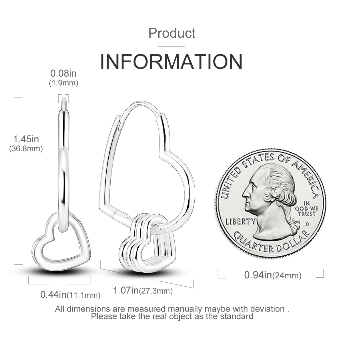 Orecchino a cerchio classico in argento 925 a forma di cuore originale per regalo di gioielli per ragazza alla moda da donna