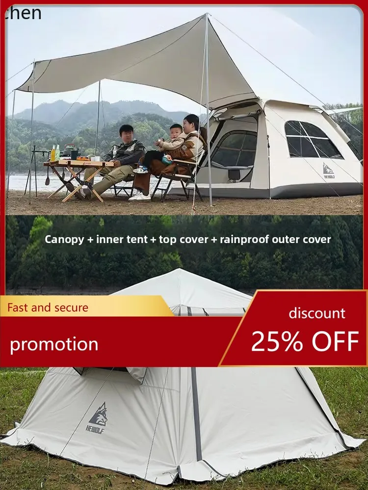 LYY Camping Tent Outdoor Camping Overnight Rainproof Vinyl Canopy Sun Protection Foldable