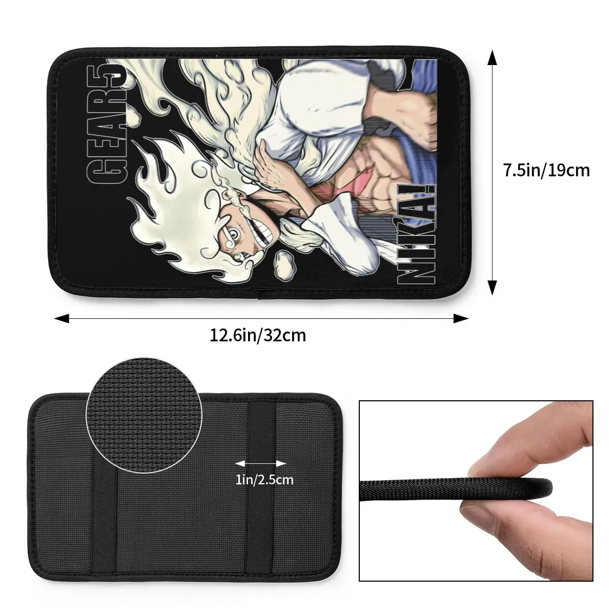 Luffy Gear 5 Car Armrest Cover Mat one piece Universal Leather Center Handle Box Pad Cushion Auto Styling Interior Accessories