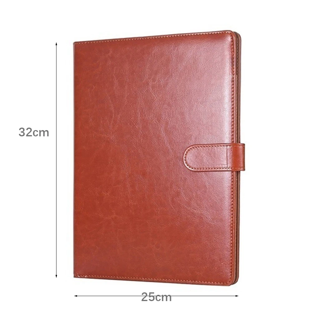 Estuche organizador de cuero PU A4 para negocios, carpeta Vintage, almohadillas para documentos, carpeta de archivos de oficina con calculadora