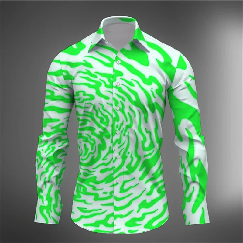 

2025 Men's Fall Shirts Casual Shirts Trendy 3D Digital Print Printed Long Sleeve Tops Men's Prom Cardigan Shirts