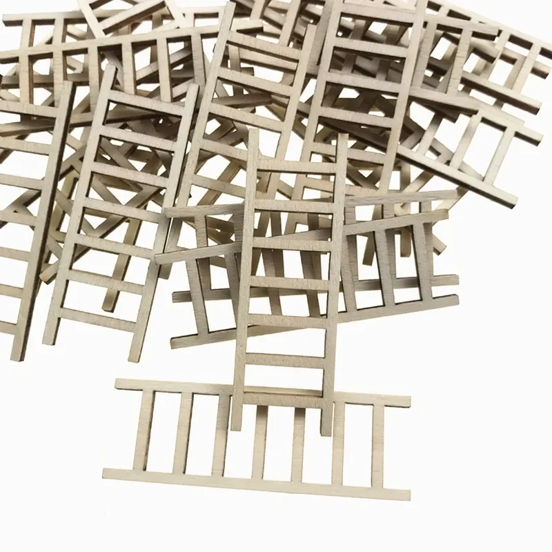 

10pcs Mini Garden Miniature Ladder Model Tiny Ladder Model Wooden Mini Doll House Ladder Accessories for Landscape Dollhouse