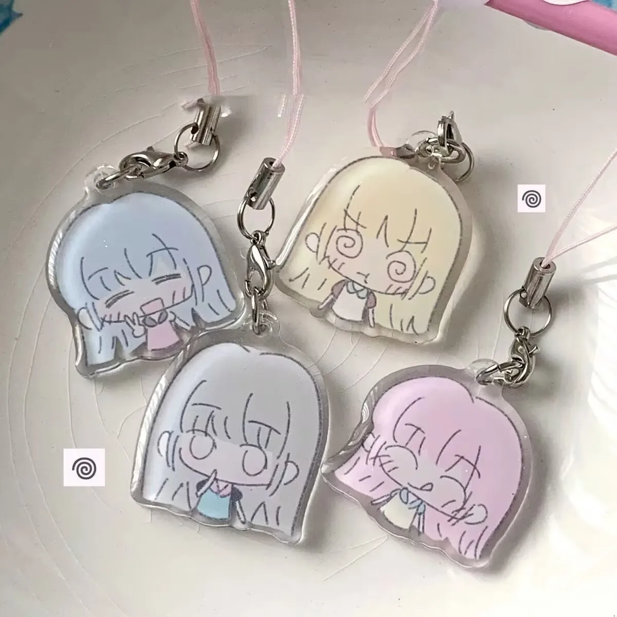 Y2K Kawaii Cartoon Girl Acrylic Keychain Transparent Anime Pendant Bag Charm Mobile Lanyard Jewelry for Teen Girls Women Jewerly