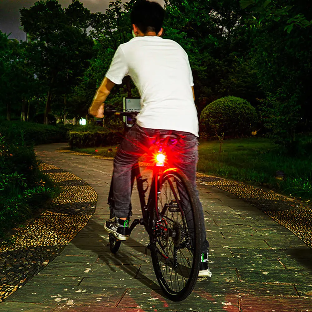 Bike Taillight White+Red Light Waterproof Riding Rear Light Led Type-C Usb Rechargeable Mountain Bicycle Cycling Light Tail-lamp