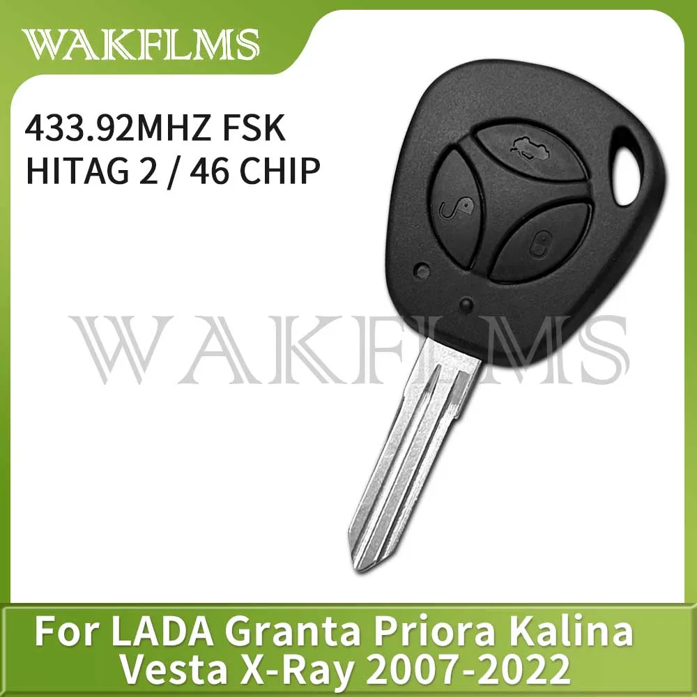 For Lada Granta Priora Kalina 2007 2008 2009 2010 2011 2012 2013 2014 2015 2016-2022 433Mhz 7941A ID46 CHIP 3 button Remote Key