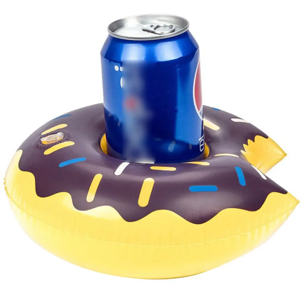 Inflatable Donut Drink Can Cup Holder Hot Tub Swimming Pool Party Bath Soda Bottle Coaster