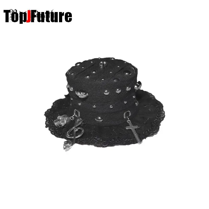

Headwear Spike Lolita Gothic Punk Harajuku Y2K girl Rivet Skeleton note Small hat elegant Hairpins clip Hair clip hairgrips