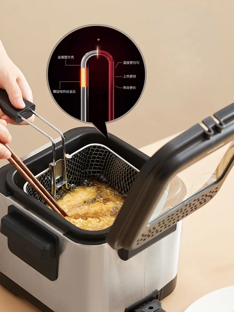 Household 220V Deep Frying Pan Integrated Self-Heating Deep Frying Pan Chips Machine Fried Dough Sticks Machine Food Cart