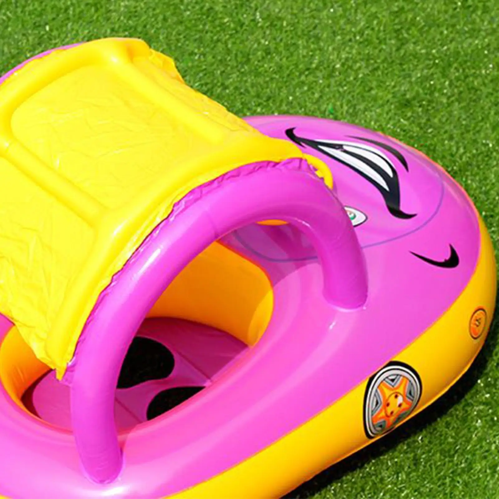 Peuterzwembadvlotter Zwembadvlotter voor kinderen Opblaasbare autovorm Luifel Flotation Trainer Speelgoed met zonnescherm voor zomerstrandmeer