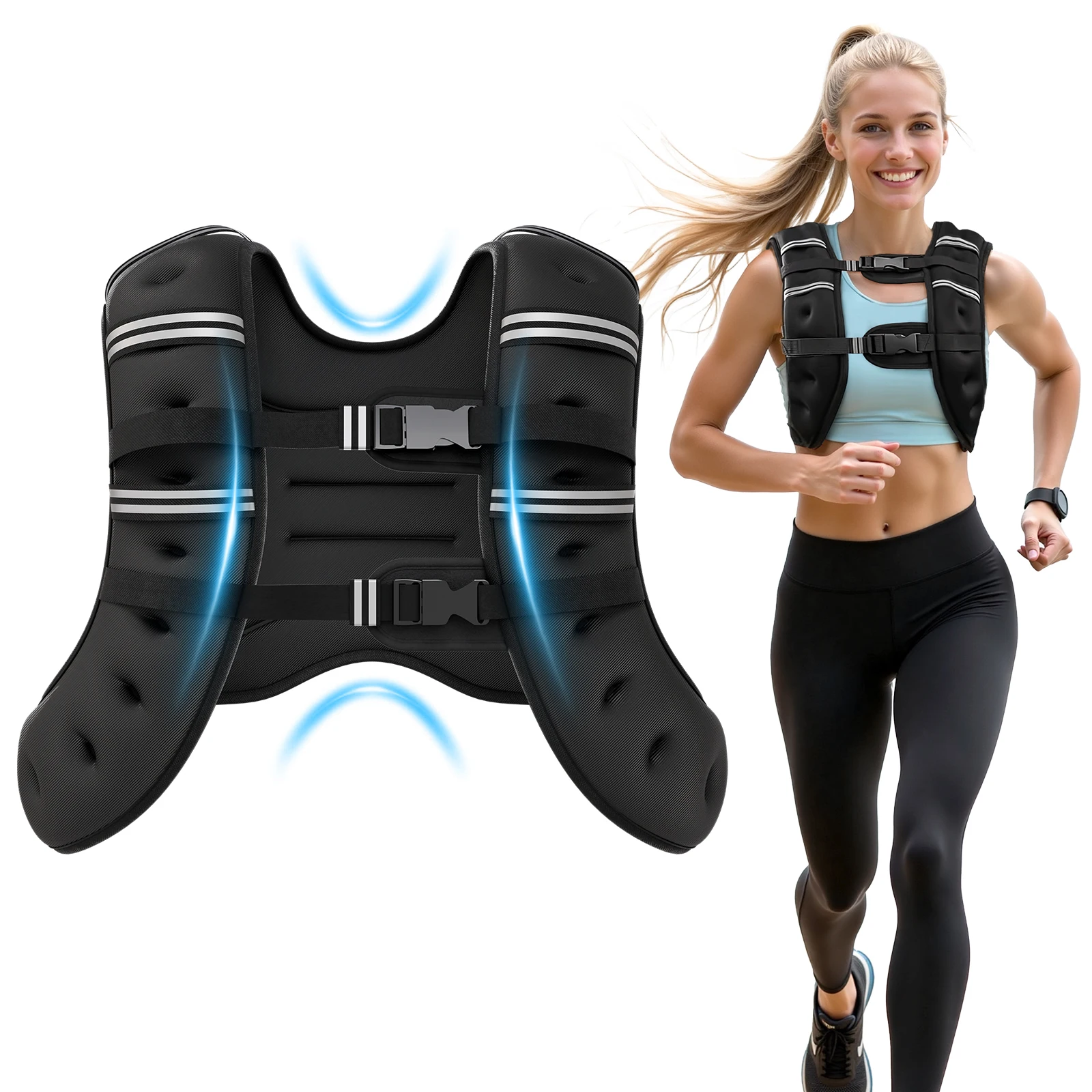 

Weighted Vest Fitness 6lb/12lb/18lb/22lb with Reflective Strips Men Women for Workout Strength Training Running Jogging Walking
