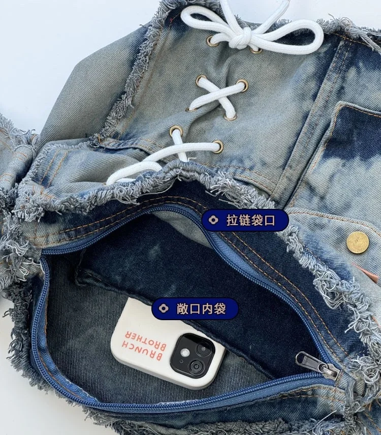 Fashion Washed Denim Women Shoulder Bag Large Capacity Y2K female Crossbody Bags Soft Jeans Casual handbag Shopping Bag