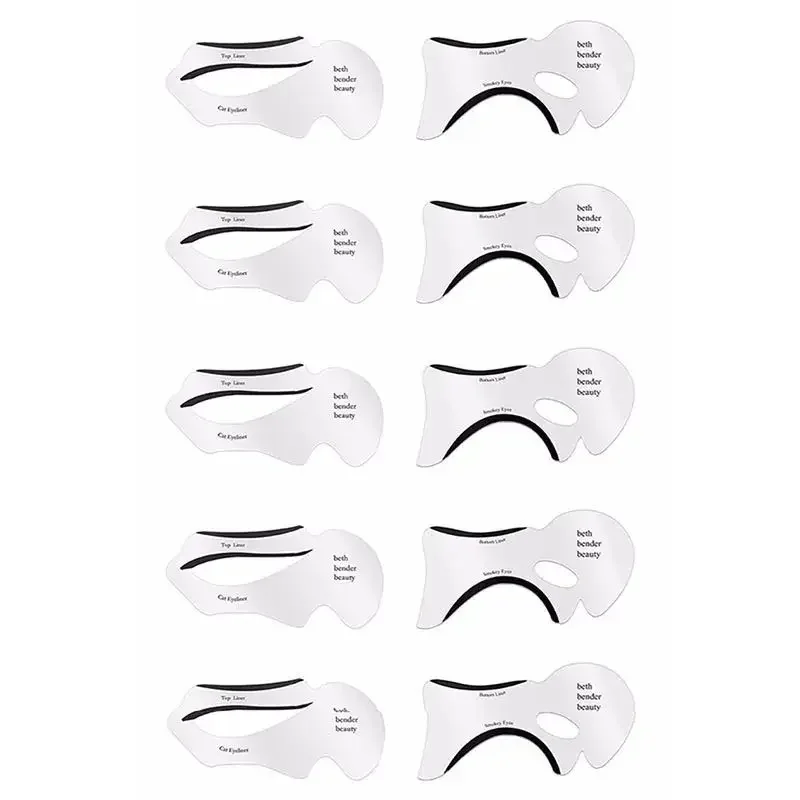 Plantilla de delineador de ojos multifuncional, Material fácil de limpiar, transporte y aplicar, elementos esenciales de maquillaje, 10 Uds. | Perfecto para principiantes y profesionales
