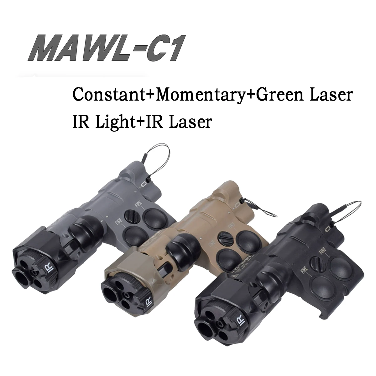 MAWL C1 Night Vision Rifle Scope Optical Aim Monocular Green Laser White LED Light Weapon Scout AR15 HK416 Picatinny Rail Offset