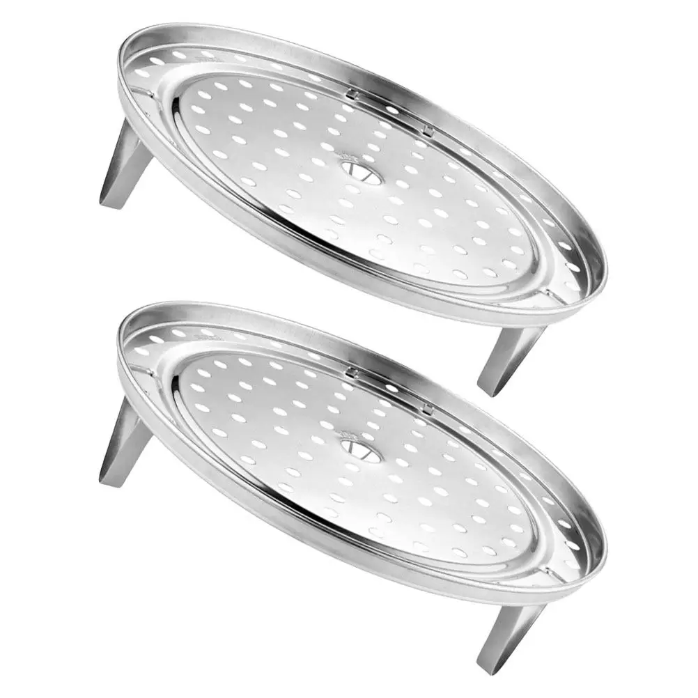2Pcs Stainless Steel Steaming Rack Round Steam Tray Steamer Basket Removable Legs Elevated Stand for Cooking Baking Cooling Food