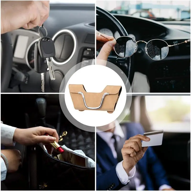 Car Sunglasses Box Holder Auto Eyeglass Organizer Box Magnetic Absorption Vehicle Storage Accessory For Cards Keys Lipsticks