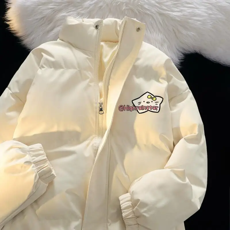 

Горячая новинка 2025, милая хлопковая куртка Sanrio в западном стиле, защита от холода, Hellokitty, женская зимняя толстая теплая удобная свободная хлопковая куртка