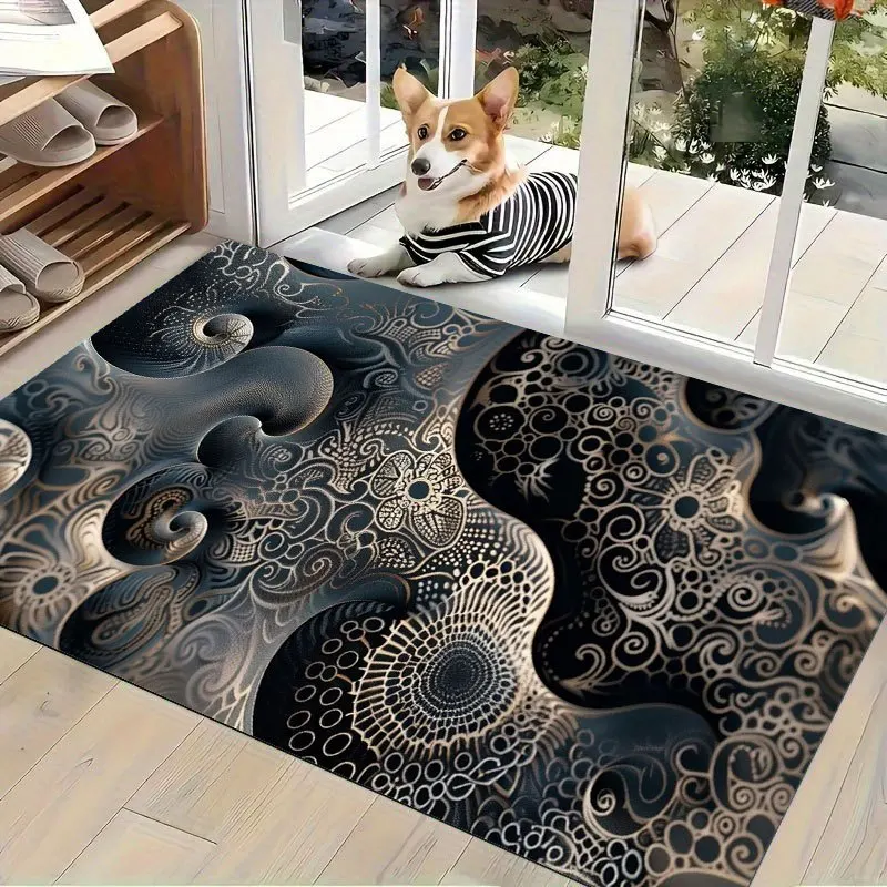 Colorful Geometric Doormat Mid Century Modern Entrance Rug Retro Pattern Floor Mat Washable Non Slip Decor