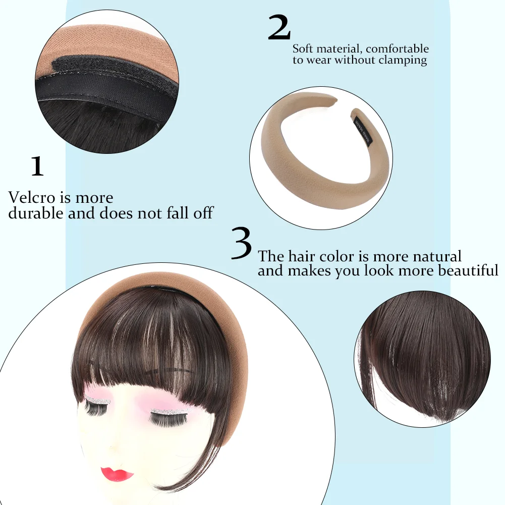 Detachable Magic Paste Headband Synthetic Fake Bangs Hair , Synthetic Wigs Headband Bangs for Women Girls