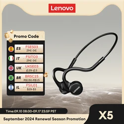 Lenovo-auriculares inalámbricos X5, audífonos de conducción ósea con memoria integrada de 8GB, Bluetooth V5.0, resistentes al agua IPX8, deportivos