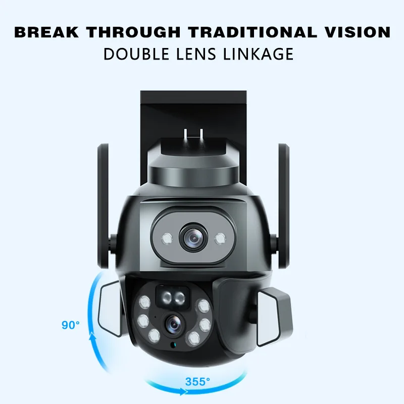 WIFI Dual-lens Camera 4MP Monitor 3D Positioning Smart Phone Remote Tracking Night Vision Home Security CCTV Surveillance