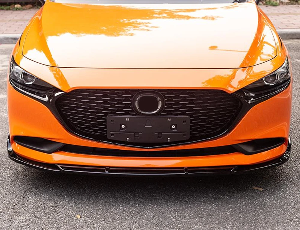 

Front Bumper Spoiler Lip For Mazda 3 Axela 2019-2020 Sedan Glossy Black/Carbon Fiber Look Car Lower Splitter Blade Body Kit