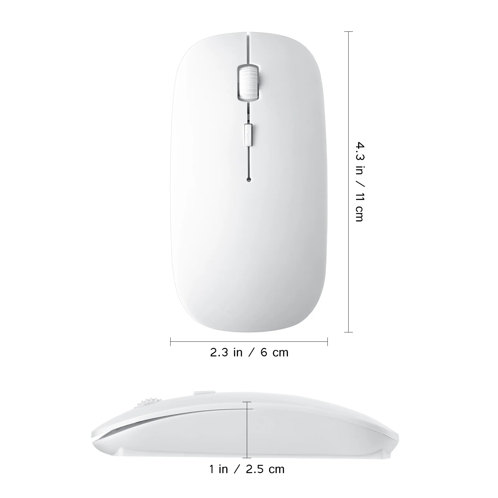 Ultra sottile sottile mini mouse ottico wireless da 2,4 GHz ricevitore portatile 3 livelli Dpi clic silenzioso per computer PC portatile bianco