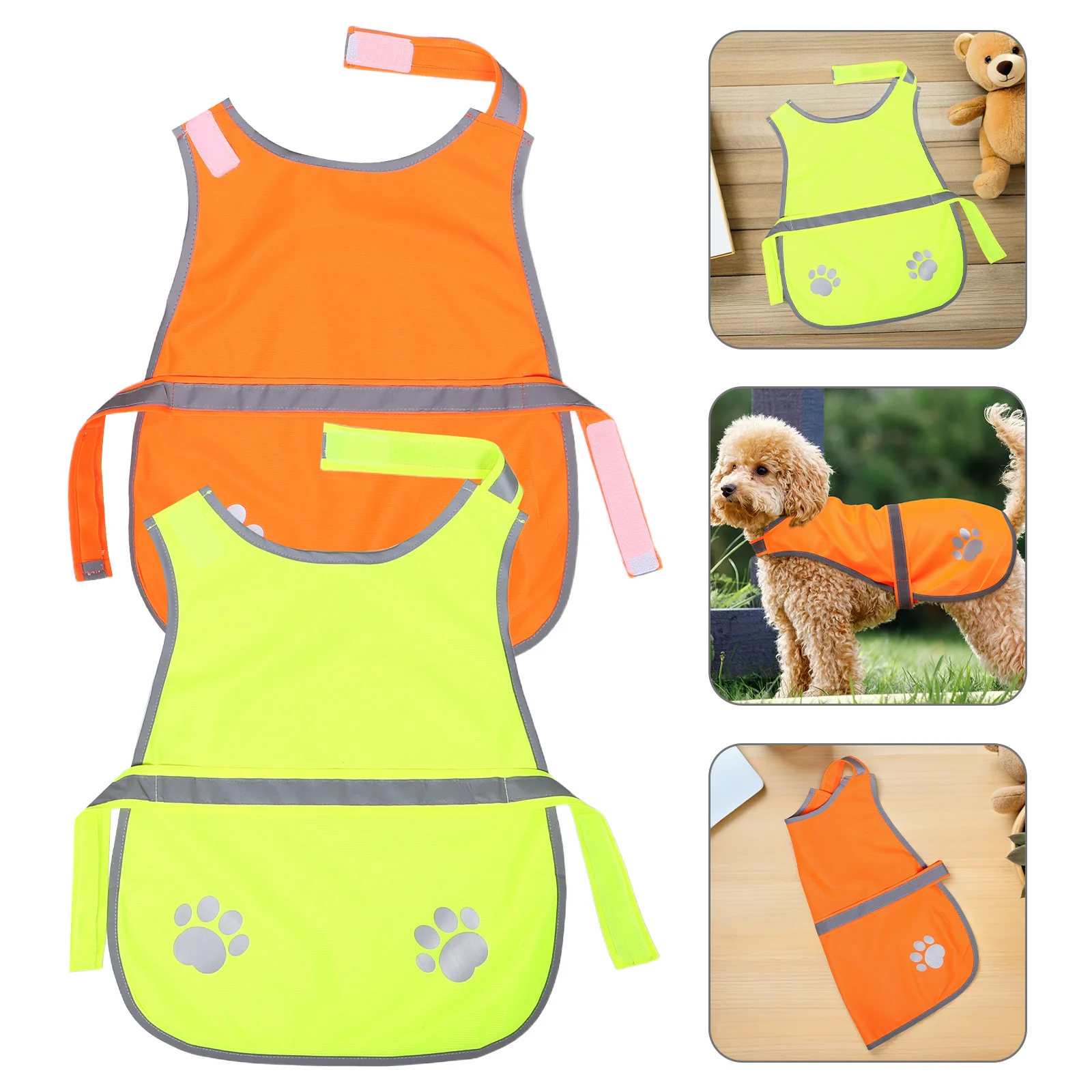 

2Pcs Pet Night Walking Vest High Visibility Fluorescent Reflective Dog Safety Jacket Breathable Water-Resistant for Small Dogs