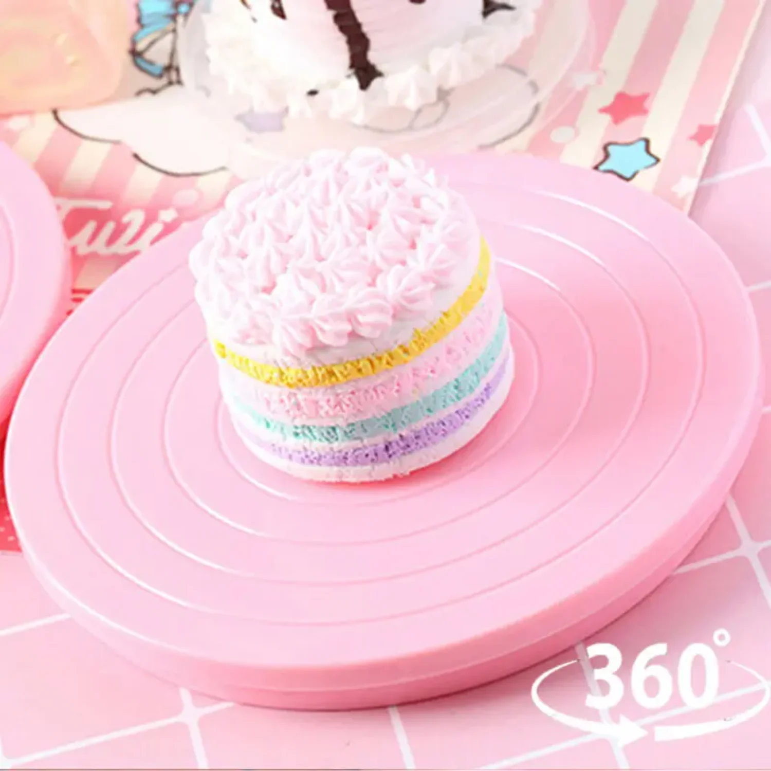 DIY Cake Rotary Table Mini Plastic Fondant Cake Turntable Revolving Platform Round Cookie Stand Rotating  Kitchen Tools