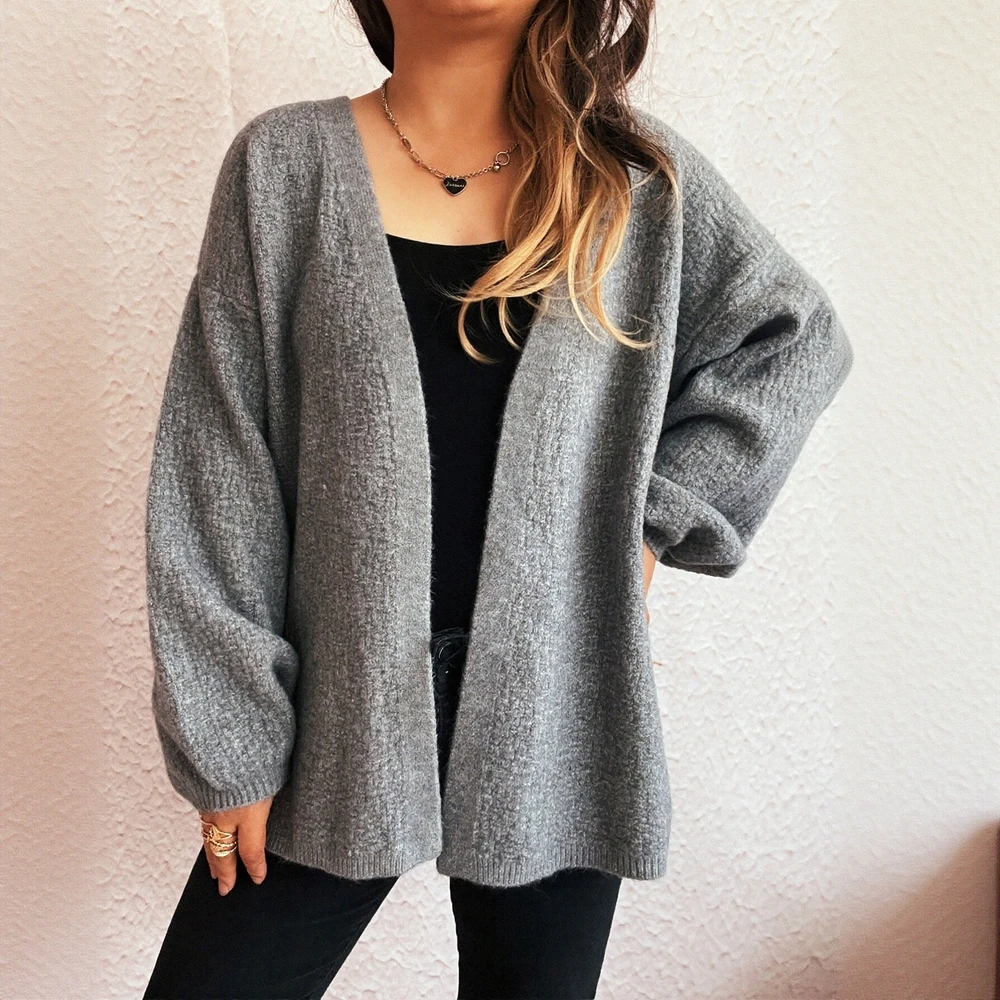 

Long Sleeve Round Neck Cardigan Autumn Winter Loose Fit Button Decorated Commute Style Women's Open-Shirt Fashion Clothing