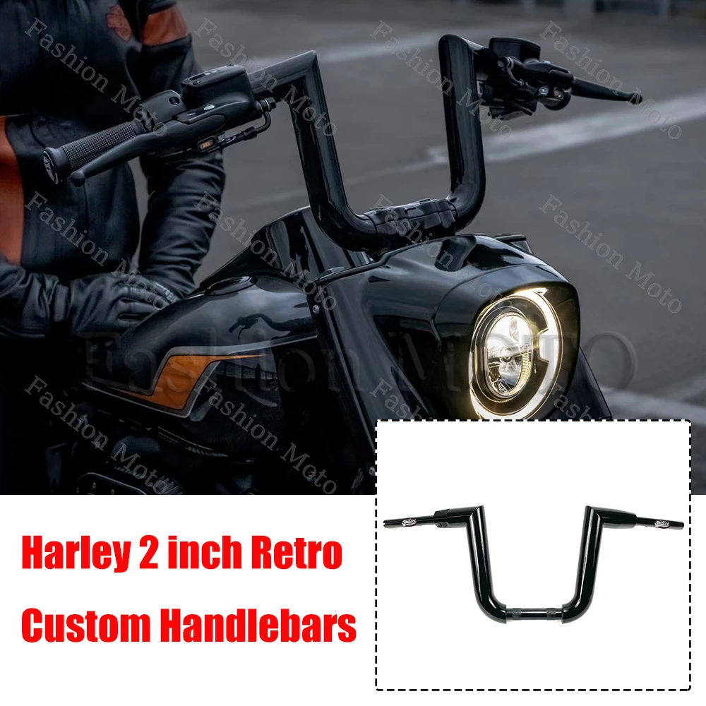 

Motorcycle 2 inch Custom Handlebar 10" 12" 14" 16" Rise for Harley Softail Road King Breakout Fat Boy Street Bob Low Rider V-Rod