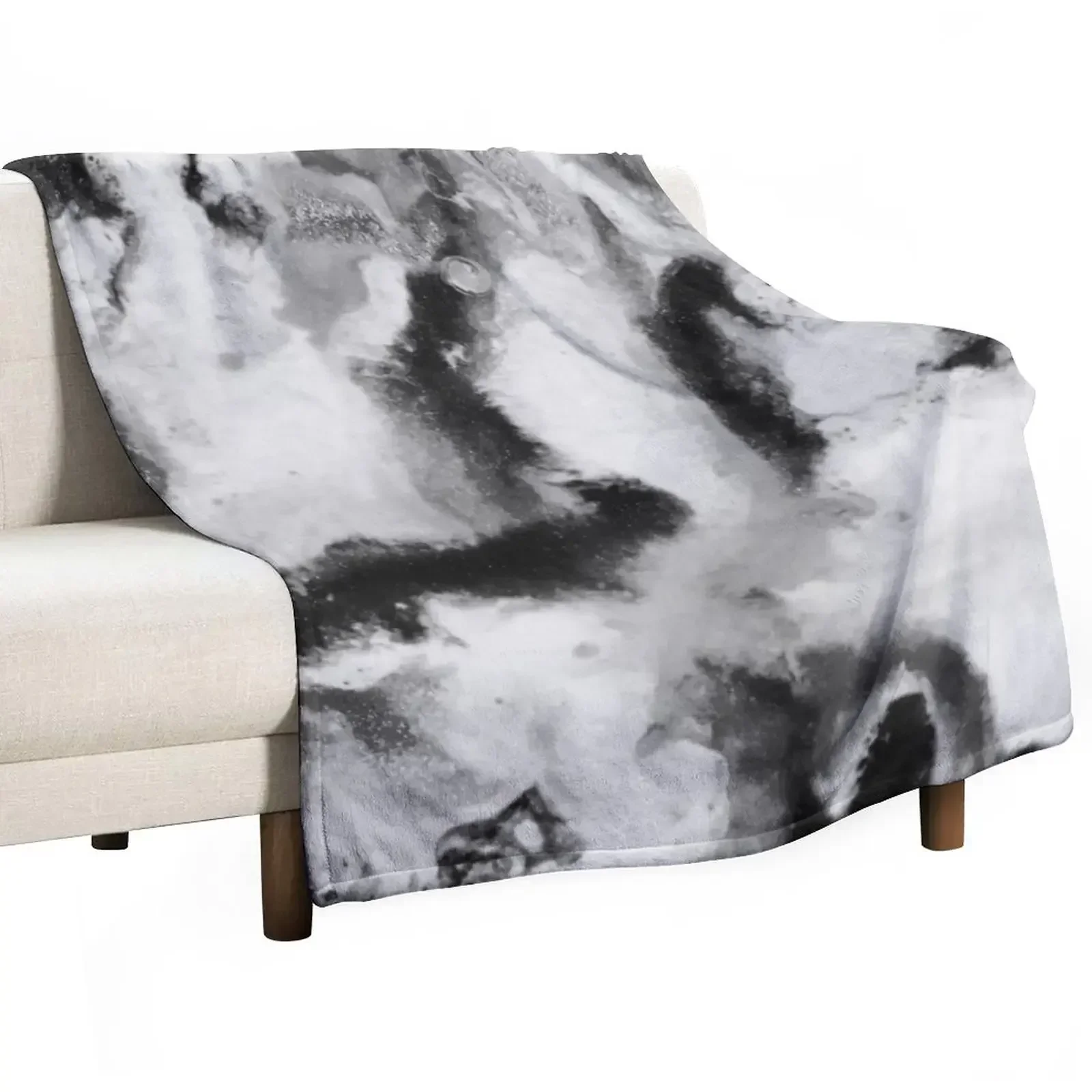 

Black and White Marble Pattern Throw Blanket christmas gifts Loose Thins Blankets