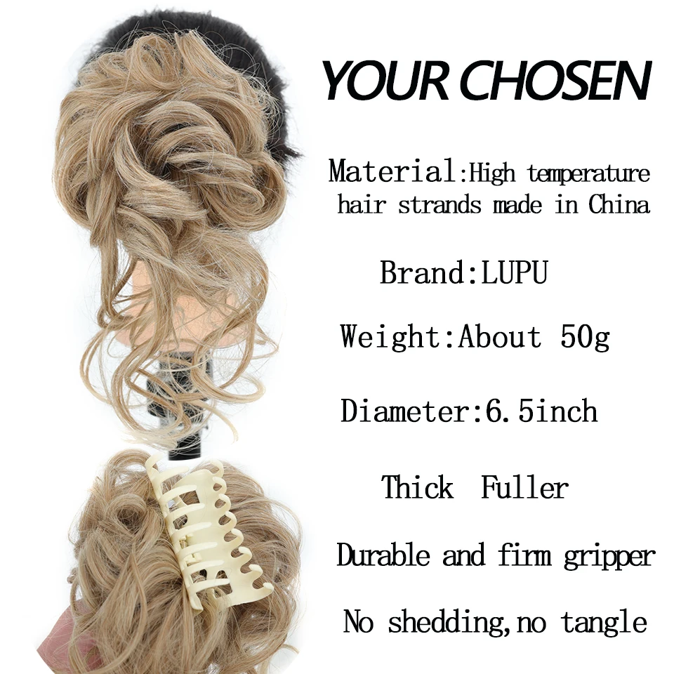 Synthetic Women\'s Hair Buns Curly Chignon Ombre Claw Hair Messy Buns Updo claw Clip In Hairpiece For Women