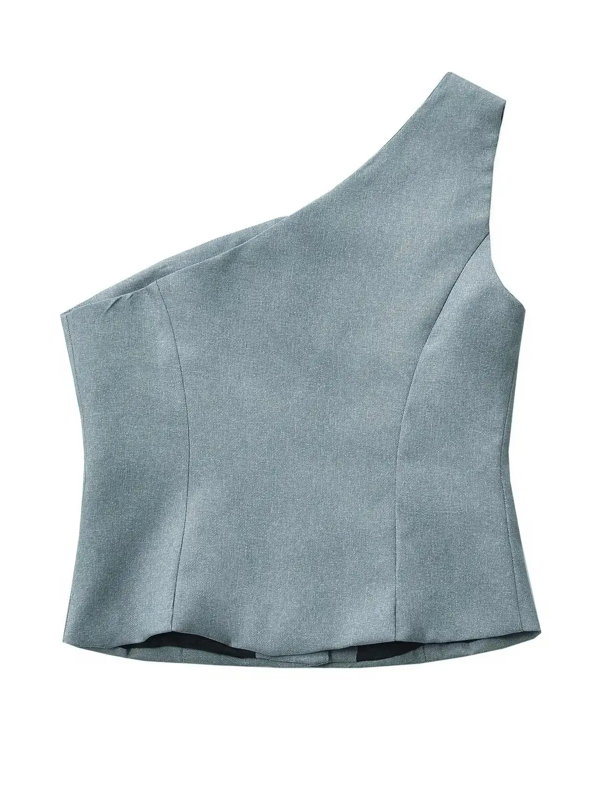 KAOPU ZA canotta irregolare da donna di alta qualità con scollo inclinato monopetto gilet gilet Top