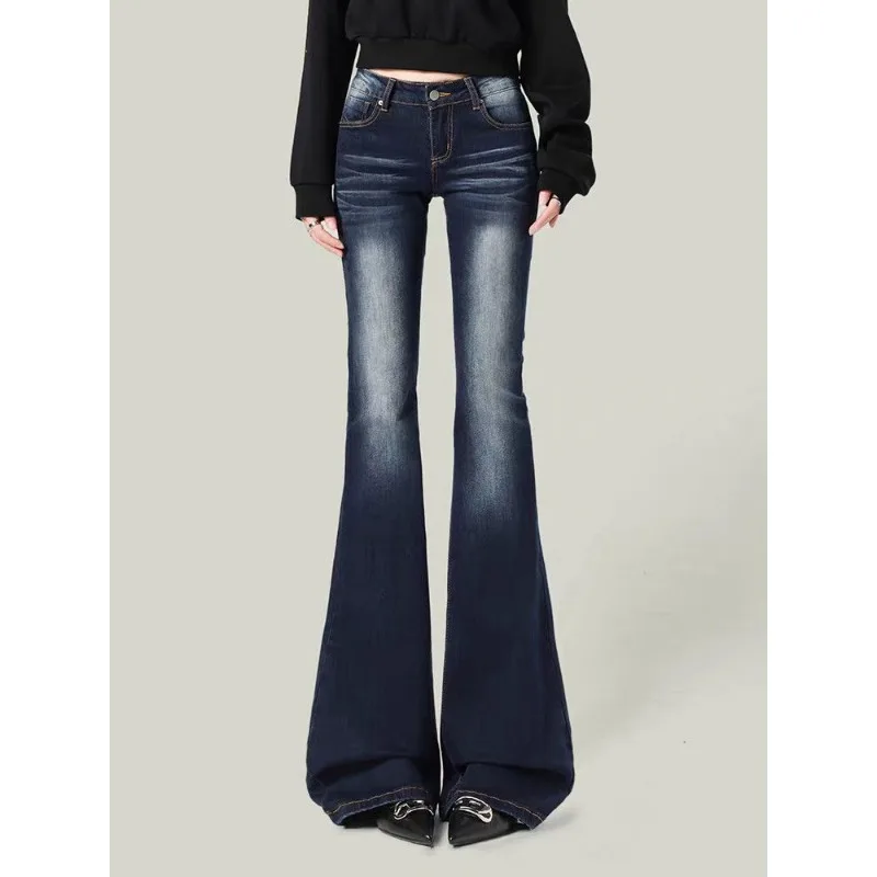 American Low-rise Spice Girl Micro-flared Jeans Women's 2026 Spring New Slim-fitting Tall and Thin Floor-mopping Trousers