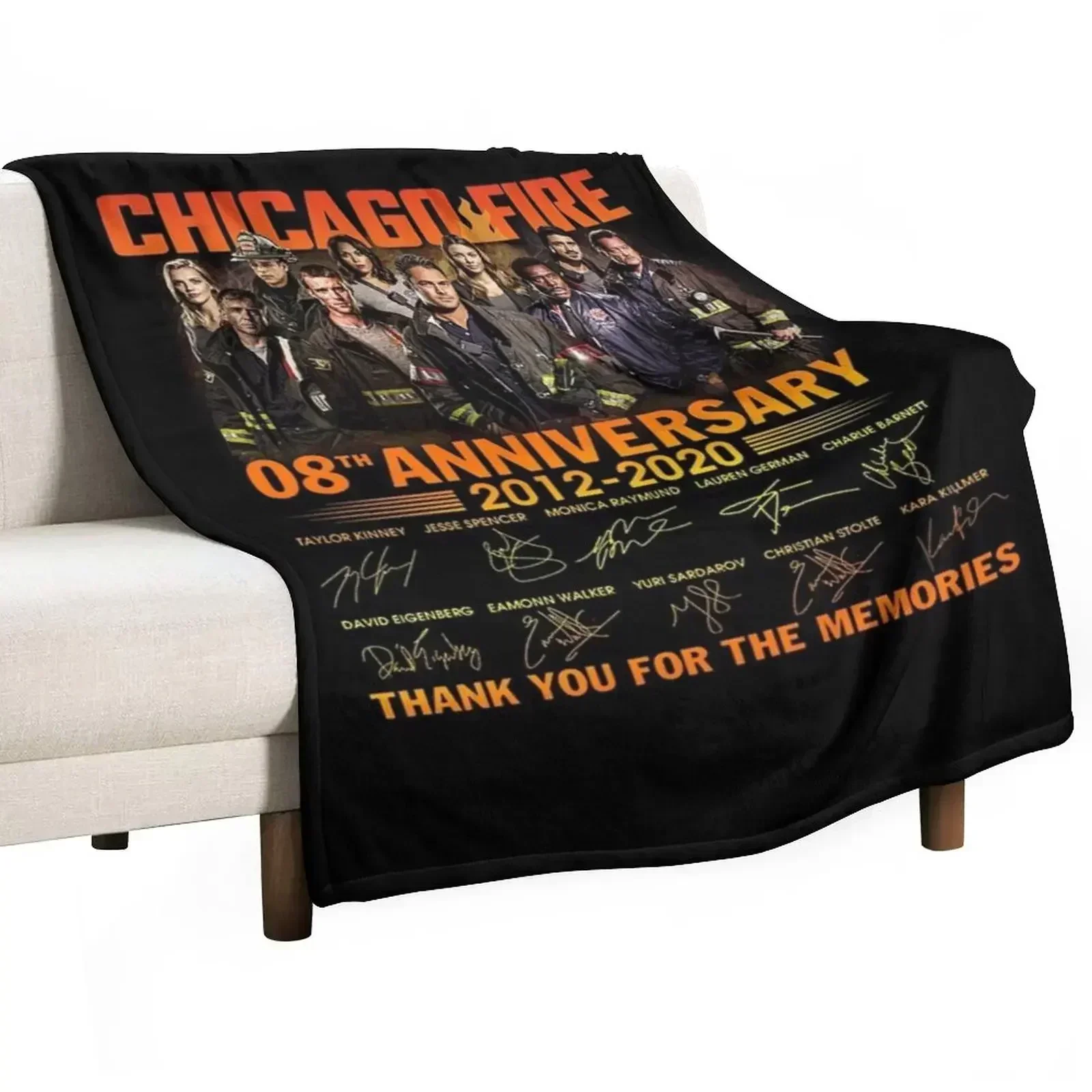 CHICAGO -FIRE 8TH ANNIVERSARY 2012 2020 THANK YOU FOR THE MEMORIES Throw Blanket Extra Large Throw Beautifuls Hairys Blankets