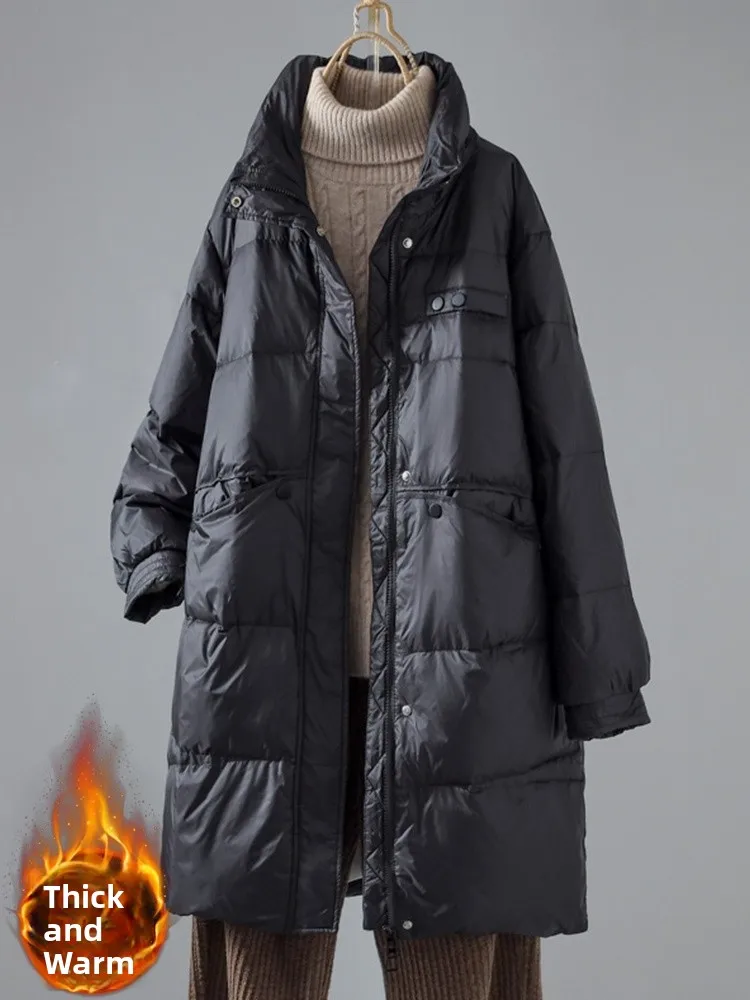 

Легкий зимний хлопковый тюре женский повседневный свободный крой средней длины в Корейском стиле, модная прочная застежка-молния