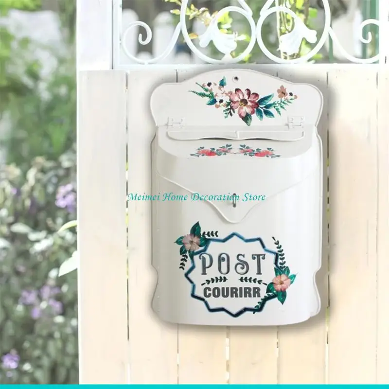 H7BF Decorative Outdoor Mailbox European Craftsmanship Weatherproofed Iron