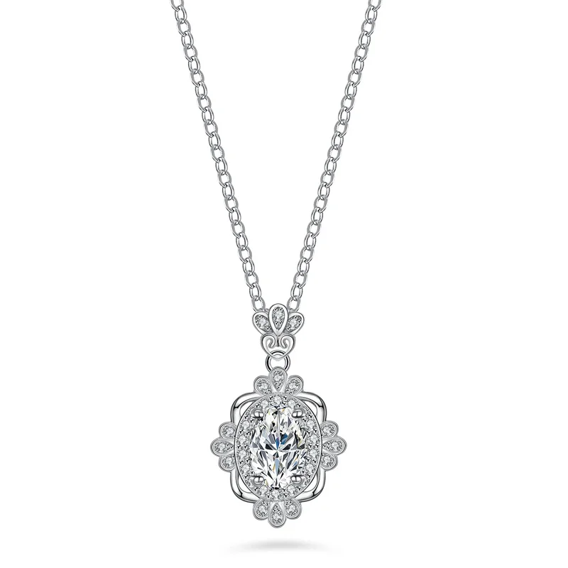 

ZFSILVER Fashion Trendy Classic 925 Silver Moissanite Design Oval Crown Necklace For Charms Women Accessories Jewelry Gift KJ119