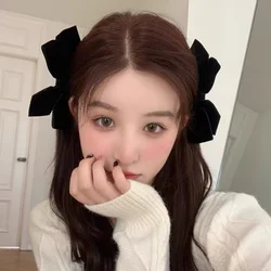 Korean Version of Coral Velvet Bow Hairpin Two-piece School Party Elegant Duckbill Clip Women's Fashion Hair Accessories Set