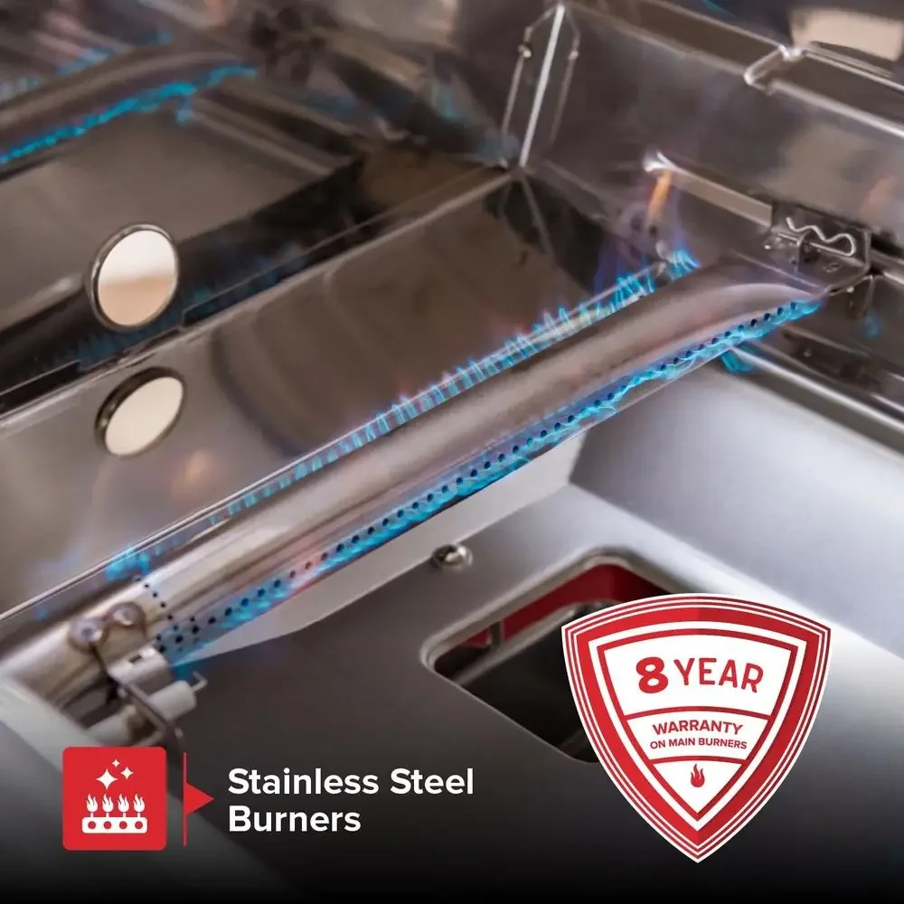 Grelha de propano premium de 2 queimadores, 401 quadrados em. Área de cozimento, 28.000 BTUs, controles de aço inoxidável, prateleira lateral dobrável - 720-0864R