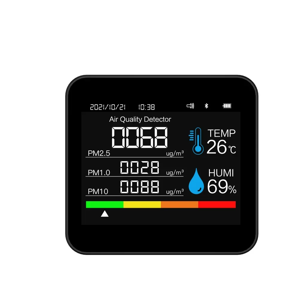 stable Bluetooth 9 in 1 CO2 detector Household PM2.5 air quality Dust air pollutant detection