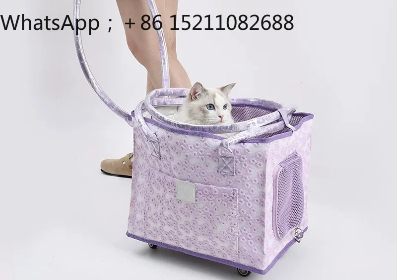 SCY pet cart out portable cat lightweight bag trolley case small trailer foldable