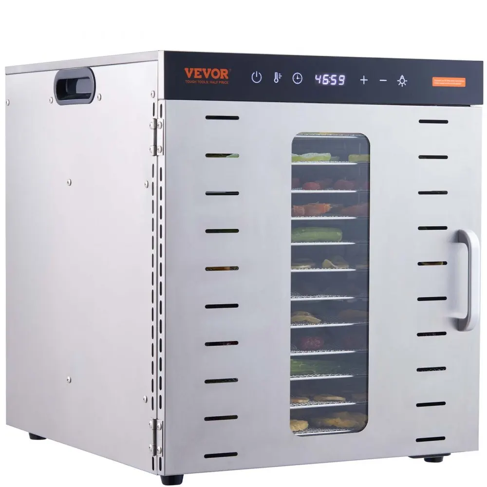 VEVOR 10 Trays Food Dehydrator Stainless Steel Machine 800W/1000W Household Vegetables Fruit Dryer with Digital Timer for Home