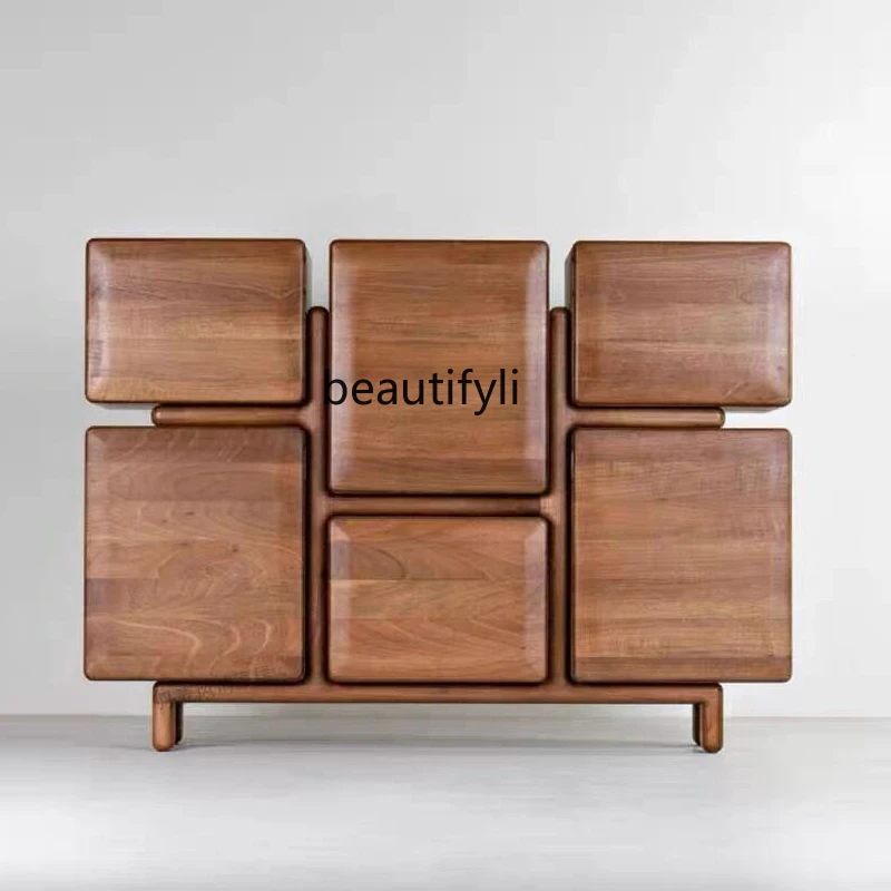 

Medieval designer solid wood porch cabinet, retro artist household dining side cabinet, wall decorative storage cabinet