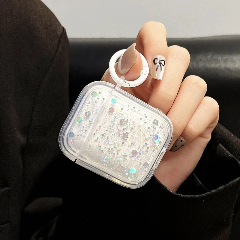 Luxury Bling Glitter Sequins Clear Earphone Case For Airpods Pro 2 Wireless Earphone Cover For Air Pods 3 2 1 Headset Soft Box