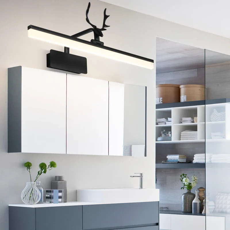 

Mirror headlight led non-punching toilet bathroom bathroom mirror cabinet special mirror wall lamp
