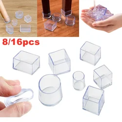 Chair Leg Caps Rubber Feet Protector Pads Non-slip Transparent Table Covers Plugs Furniture Leveling Feet Home Decor