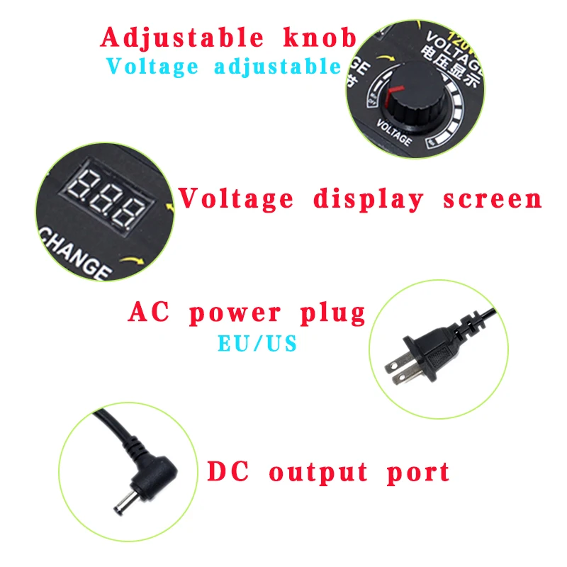 AC 220V do DC 12V Adapter do zasilacza 3V 6V 9V 12V 15V 18V w wieku 3-12V 24V 1A 2A 3A 5A 10A V regulowana ładowarka 8Pin złącze DC