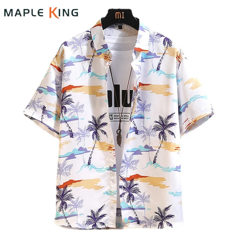 

Coconut Tree Printed Beach Hawaiian Shirt Mens Top Fashion 2024 Summer Short Sleeve Casual Loose Cardigans Blouse Men Streetwear