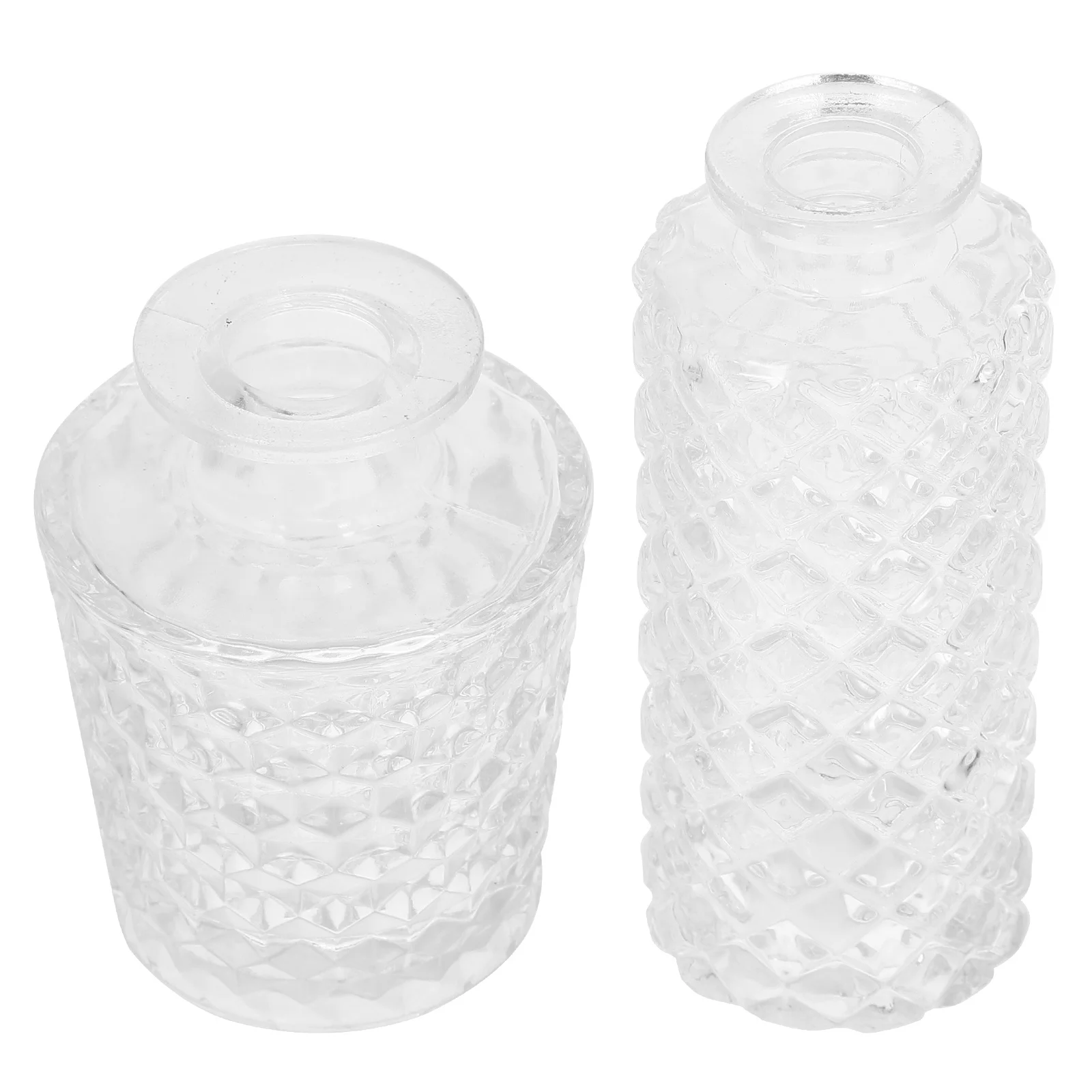 

2Pcs Glass Vase Adornments Diamond Honeycomb Style Home Decor Practical Transparent Flower Arrangement Vase